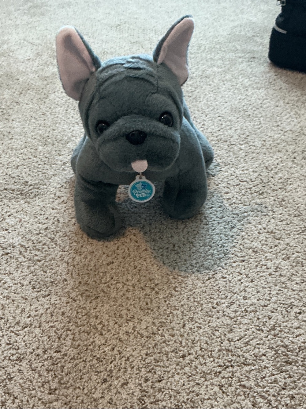 Plush French Bulldog Stuffed Animal - Gray with Pink Ears